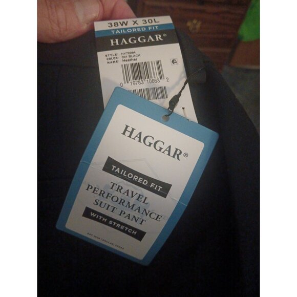 Haggar Tailored Fit Travel Performance 38x30 Black Pants - Picture 7 of 8